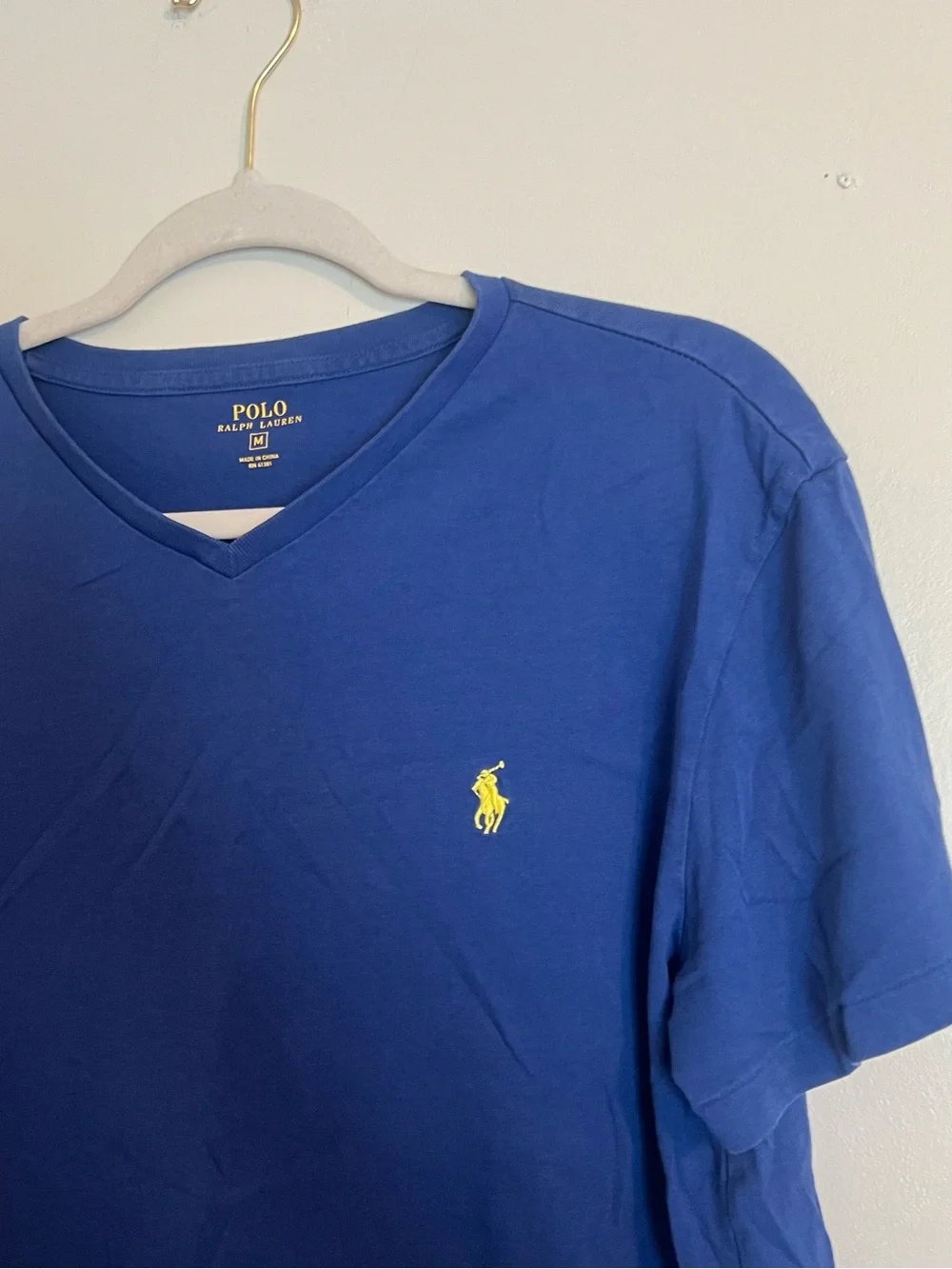 Polo by Ralph Lauren V-Neck Tee in Royal Blue with Yellow Pony